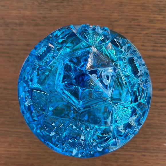 “Kemple” 1950’s Hobstar and Fan Blue, Candy Dish with Lid mint condition - Picture 3 of 13